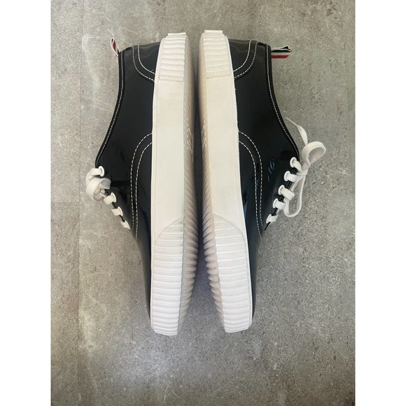 Women's Thom Browne Soft Patent Leather Heritage Black Sneaker Size 11 - Picture 10 of 16